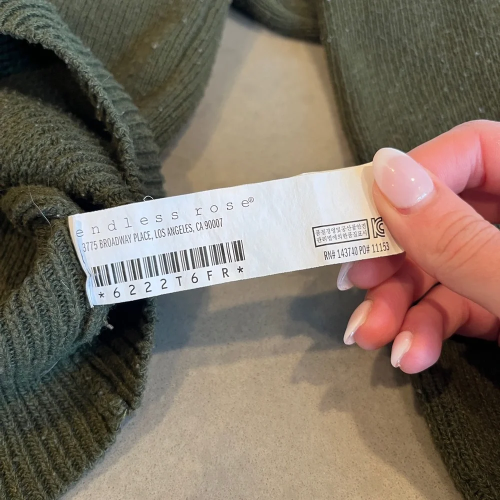 Endless Rose Olive Lace-Up Crewneck Sweater